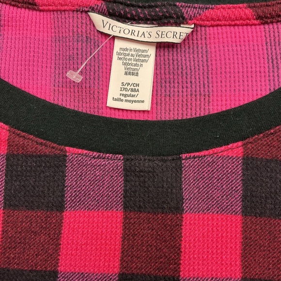 Victoria's Secret Small 2 Piece Plaid Pajama Set - Pink and Black - Picture 3 of 5